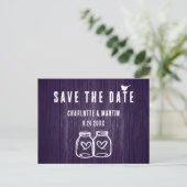 Faire-part Carte postale de mariage rustique violet pour anno (Debout devant)