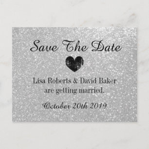 Faire-part Carte postale de mariage 'Save the date' à paillet