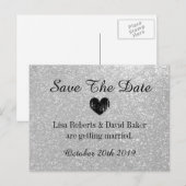 Faire-part Carte postale de mariage 'Save the date' à paillet (Devant / Derrière)