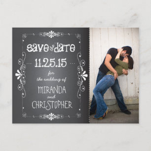 Faire-part Carte postale de mariage "Save the Date" avec tabl