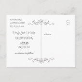 Faire-part Carte postale de mariage "Save the Date" avec tabl (Dos)