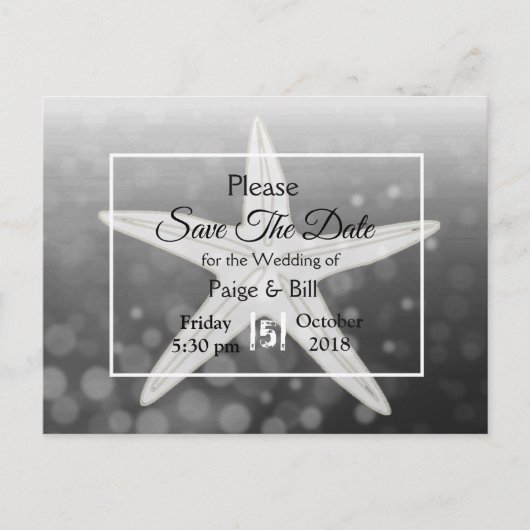 Faire-part Carte postale de mariage Save the Date étoile de m (Devant)