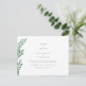 Faire-part Carte postale de mariage simple avec feuillage à s (Debout devant)