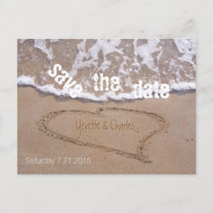 Faire-part Carte postale de mariage thème plage à conserver p