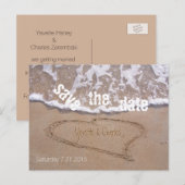 Faire-part Carte postale de mariage thème plage à conserver p (Devant / Derrière)