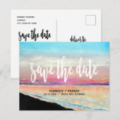 Faire-part Carte postale de mariage thème plage à conserver p (Devant / Derrière)