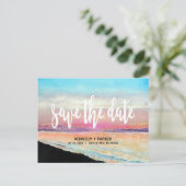 Faire-part Carte postale de mariage thème plage à conserver p (Debout devant)