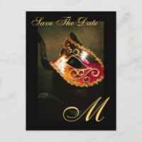 Carte postale de masque de mascarade à monogramme