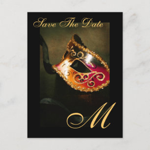 Faire-part Carte postale de masque de mascarade à monogramme 