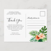 Faire-part Carte postale de Merci d'aquarelle tropicale (Dos)