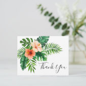 Faire-part Carte postale de Merci d'aquarelle tropicale (Debout devant)