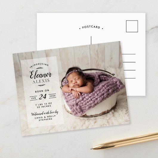Faire-part Carte postale de naissance avec superposition de p