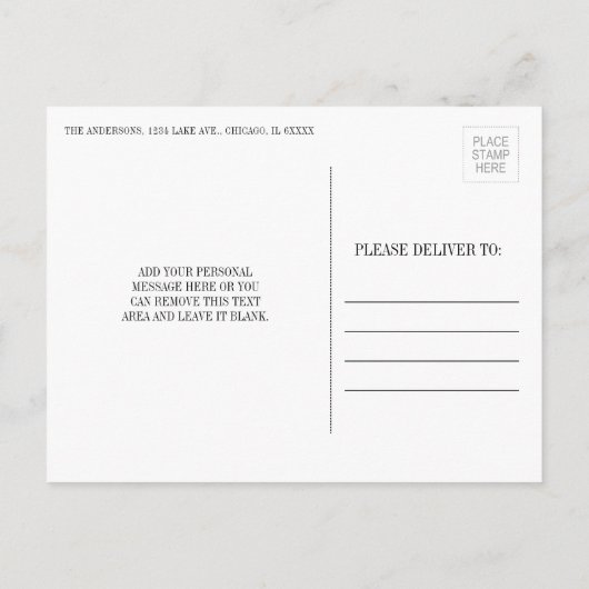 Faire-part Carte postale de naissance de bébé classique et mo (Dos)