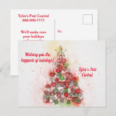 FAIRE-PART CARTE POSTALE DE NOËL POUR ENTREPRISE À THÈME ARBR (Devant / Derrière)