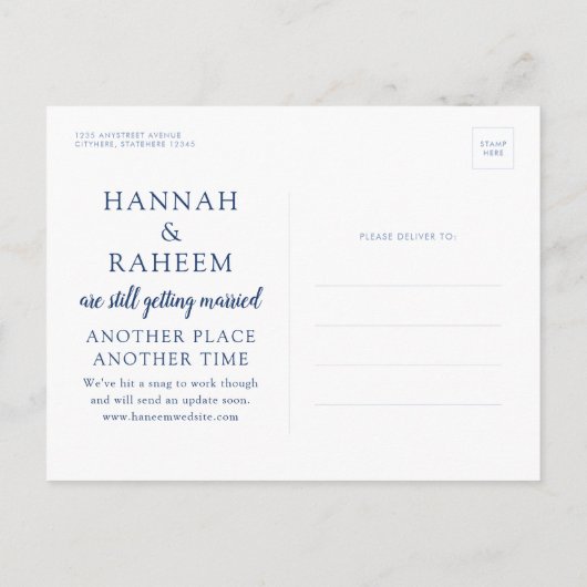 Faire-part Carte postale de notification de mariage de plage  (Dos)