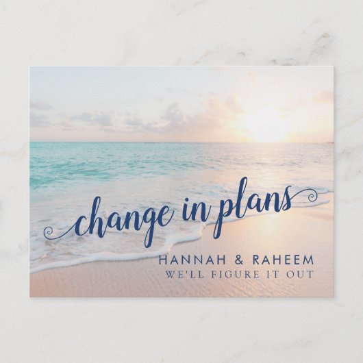 Faire-part Carte postale de notification de mariage de plage  (Devant)