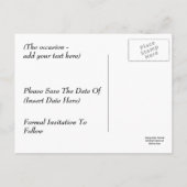 Faire-part Carte postale de photographie Save The Date Scarec (Dos)