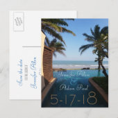 Faire-part Carte postale de plage pour annoncer une date (Devant / Derrière)