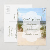 Faire-part Carte postale de plage "Sauver la date" (Devant / Derrière)