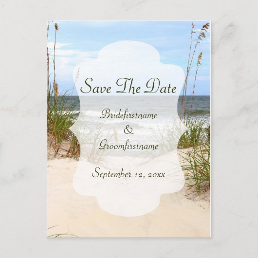 Faire-part Carte postale de plage "Sauver la date" (Devant)