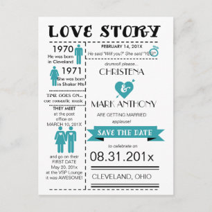 Faire-part Carte postale de préavis de date de mariage Love S