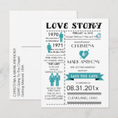 Faire-part Carte postale de préavis de date de mariage Love S (Devant / Derrière)