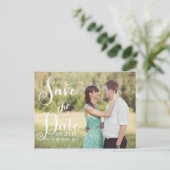 Faire-part Carte postale de préavis de mariage à calligraphie (Debout devant)