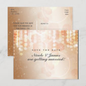 Faire-part Carte postale de préavis de mariage corail et crèm (Devant / Derrière)