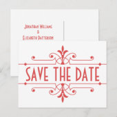 Faire-part Carte postale de préavis de mariage en rouge v2 Fa (Devant / Derrière)