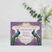Faire-part Carte postale de préavis de mariage Royal Peacock  (Debout devant)
