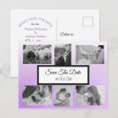 Faire-part Carte postale de préavis de mariage violet dégradé (Devant / Derrière)