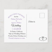 Faire-part Carte postale de préavis de mariage violet dégradé (Dos)