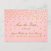 Carte postale de préavis en rose blush et points d