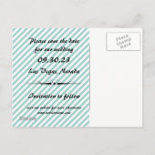 Faire-part Carte postale de préavis rayée bleu clair et blanc (Dos)