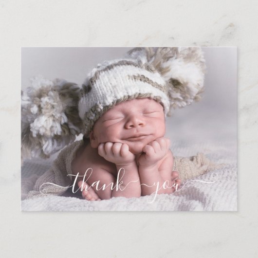 Faire-part Carte postale de remerciement de naissance avec ph (Devant)