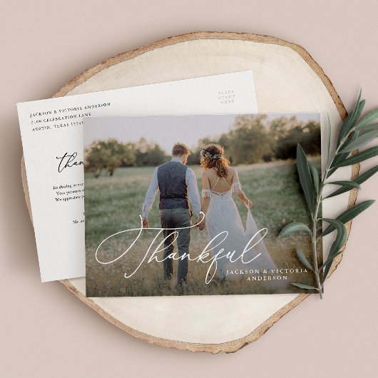 Faire-part Carte postale de remerciement romantique