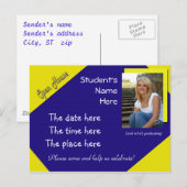 Faire-part carte postale de remise de diplôme à la maison ouv (Devant / Derrière)