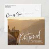 Faire-part Carte postale de report de mariage à écriture rapi (Devant / Derrière)