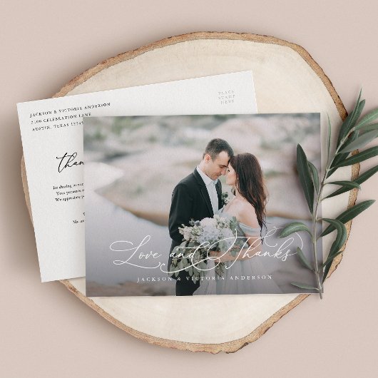 Faire-part Carte postale de romance amour et remerciements