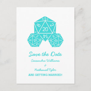 Faire-part Carte postale de sauvegarde de date Aqua D20 Dice