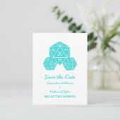 Faire-part Carte postale de sauvegarde de date Aqua D20 Dice (Debout devant)