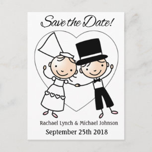 Faire-part Carte postale de sauvegarde de date couple de dess