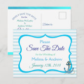 Faire-part Carte postale de sauvegarde de date d'ancre océani (Devant / Derrière)