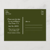Faire-part Carte postale de sauvegarde de date d'arbre de cam (Dos)