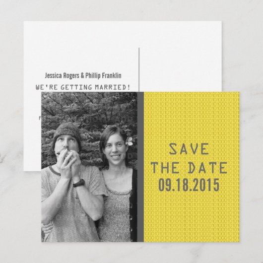 Faire-part Carte postale de sauvegarde de date de code binair (Devant / Derrière)