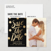 Faire-part Carte postale de sauvegarde de date de fête dorée (Devant / Derrière)