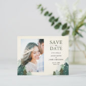 Faire-part Carte postale de sauvegarde de date de forêt arbre (Debout devant)