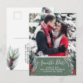 Faire-part carte postale de sauvegarde de date de Noël d'hive (Devant / Derrière)