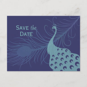 Faire-part Carte postale de sauvegarde de date de paon joli
