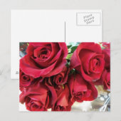 Faire-part Carte postale de sauvegarde de date de roses rouge (Devant / Derrière)
